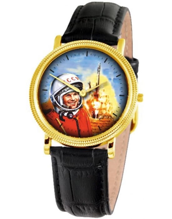 Слава Слава Патриот 1019543/1L22  1019543/1L22 кварцевые мужские часы синий циферблат, браслет кожаный — вид спереди